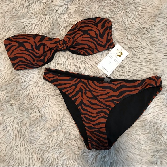 TiniBikini Other - Black and brown zebra print strapless bikini